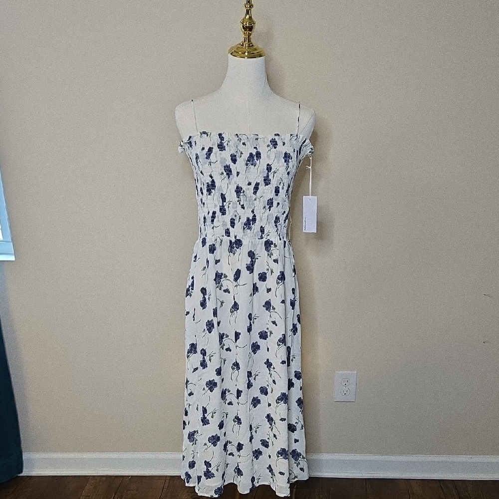 Reformation Blue Floral Midi Dress